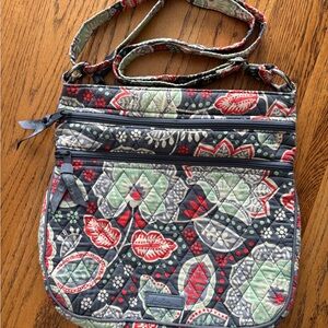 Vera Bradley Gray, Red and Green Floral Crossbody Bag